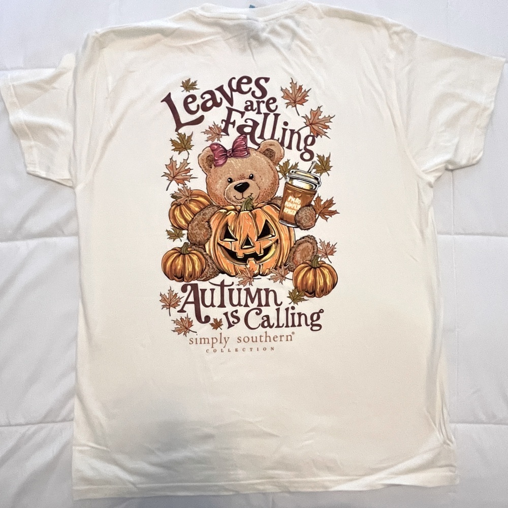 Simply Southern “Leaves Are Falling Autumn Is Calling” Cream. Size XLarge